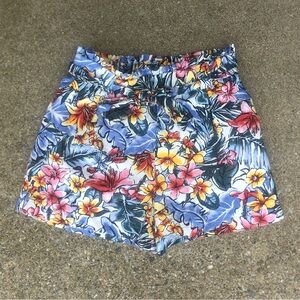 Paper Bag Shorts Small, Floral Shorts, Blended Linen Shorts Tropical Shorts NWOT